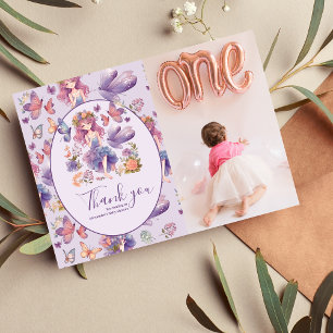 Foto Fairy Erster verzauberter Wald 1. Geburtstag Dankeskarte