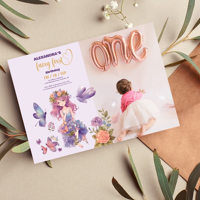 Foto Fairy Erster verzauberter Wald 1. Geburtstag Einladung (Von Creator hochgeladen)
