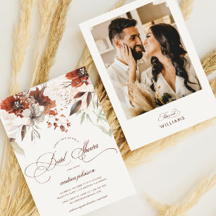 Foto Fall Blumenkalligrafie Brautparty Einladung