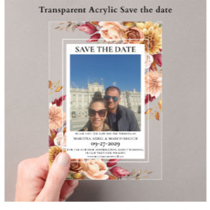 Foto Fall Floral Save the Date Acryleinladungen