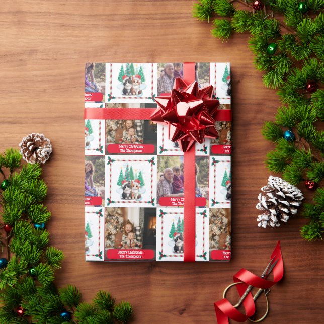 Foto Familie Katzen Weihnachtsbaum Moderne Geschenkpapier (Feiertagsgeschenk)