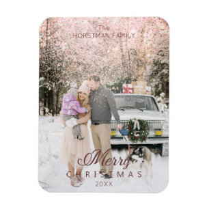 Foto Familie Sophisticated Glitter Weihnachten Magnet