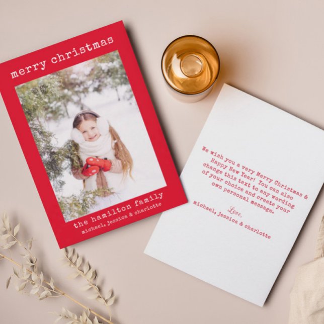 Foto Familie Stilvolle Minimalistische Weihnachtsk Dankeskarte (Von Creator hochgeladen)