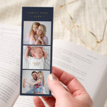 Foto Familien Collage l Chic Navy Blau & Gold Text