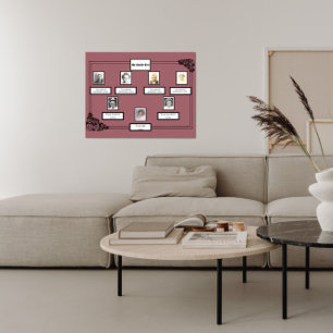 Foto Familienbaum Rosen Zeichnung Grenze auf Dunke Poster