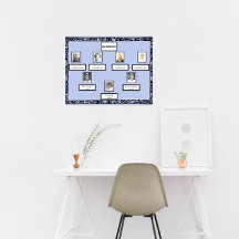 Foto Familienbaum Vintage Swirl-Grenze auf blau