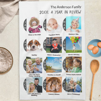 Foto Familienjahr Galerie 12 Bilder Personalisiert Geschirrtuch
