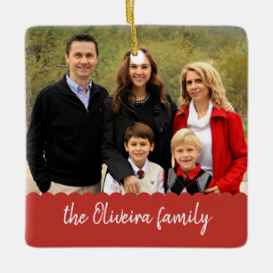 Foto Familienname Doppelseitige Weihnachtsansicht Keramikornament