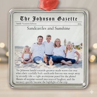 Foto Familienurlaub Zeitung halten Ornament Aus Metall