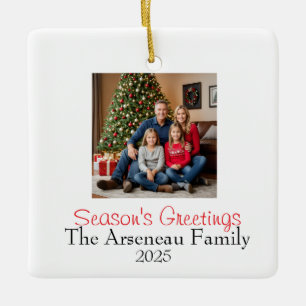 Foto Family Season's Greetings personalisieren Keramikornament