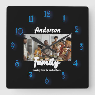 Foto 📸 👨 ‍ 👩 👧 ‍ ‍ 👦 farbenfrohe Liebe Quadratische Wanduhr