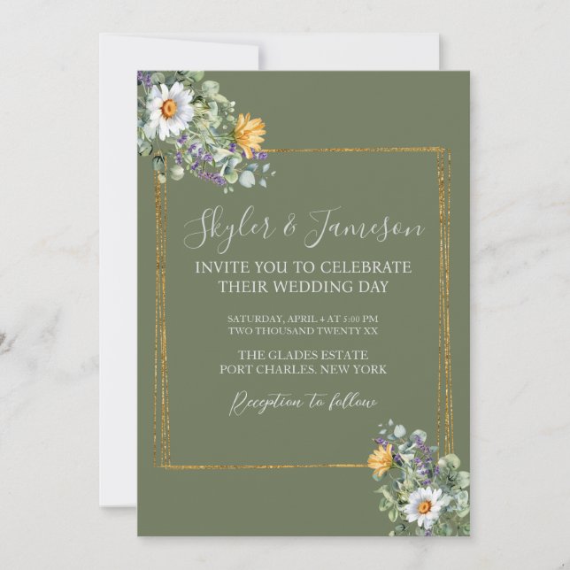 Foto Farbige Wildblume QR Code Hochzeit Einladung (Vorderseite)