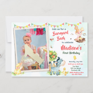 Foto Farm Einladung zum Geburtstag Farm Tiere einl