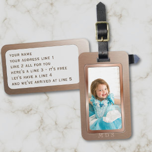 Foto-Faux-Roségold-monogrammiertes-Gepäckanhänger Gepäckanhänger
