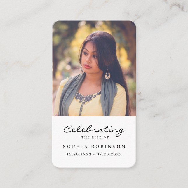 Foto-Feier Beerdigung Lebensbitterkarte Visitenkarte (Vorderseite)