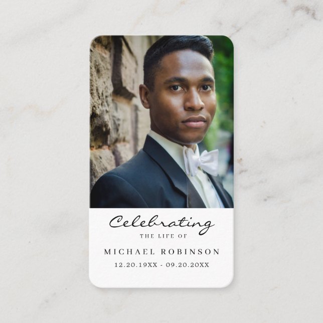 Foto-Feier Beerdigung Lebensbitterkarte Visitenkarte (Vorderseite)