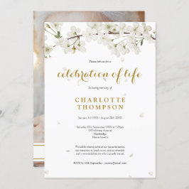 Foto Feier des Lebens Weißer Blossom Bläserner Einladung
