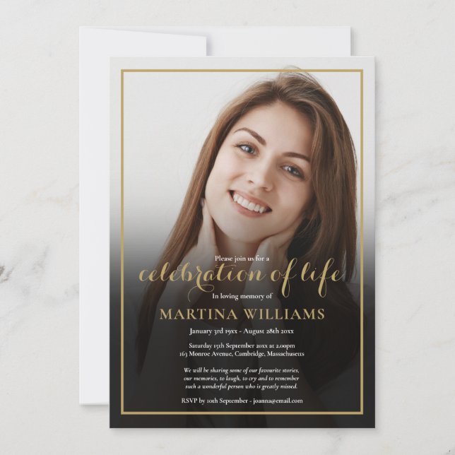 Foto Feier zur Beerdigung des Lebens Einladung (Vorderseite)