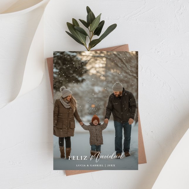 Foto Feliz Navidad - Modernes Drehbuch Feiertagskarte (Von Creator hochgeladen)