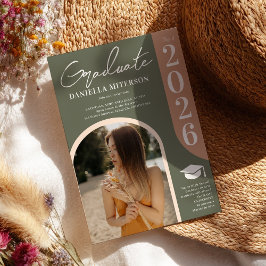 Foto fett 2023, grün, rosa Abschluss Einladung