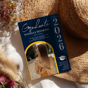 Foto fett 2024 Arch dunkelblauer Abschluss Einladung