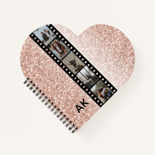 Foto Film Strip Imitate Rosa Glitzer Eigenes Herz Notizbuch