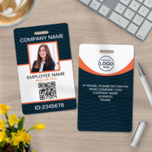 Foto Firmenmitarbeiter QR-Code Blau Orange