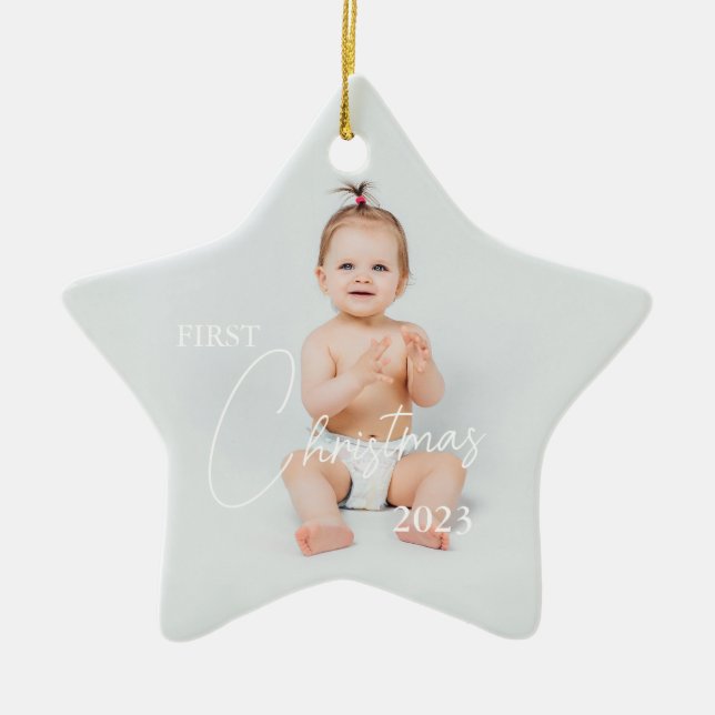 Foto First Christmas hochladen Keramik Ornament (Vorne)