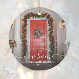 Foto First Christmas New Zuhause White Script Keramik Ornament