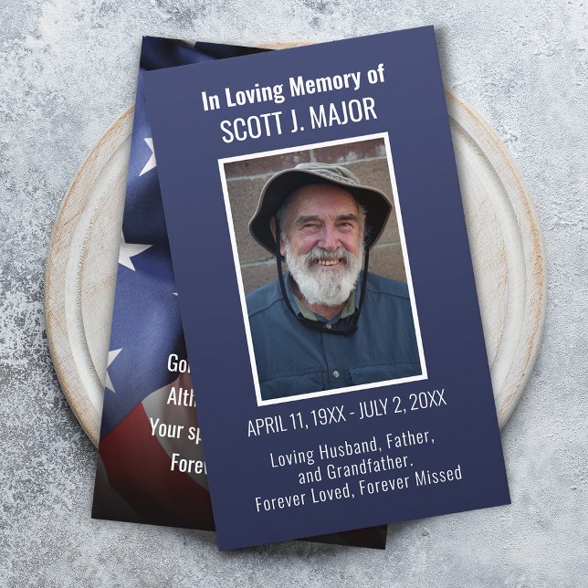 Foto "Flag Beatenkarte" Ombre Blue Card Visitenkarte (Flag Prayer Card Photo Ombre Blue Card)