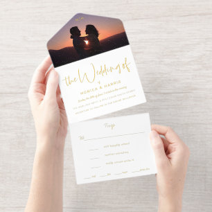 Foto Flap Wedding Foil All-in-One-Einladung