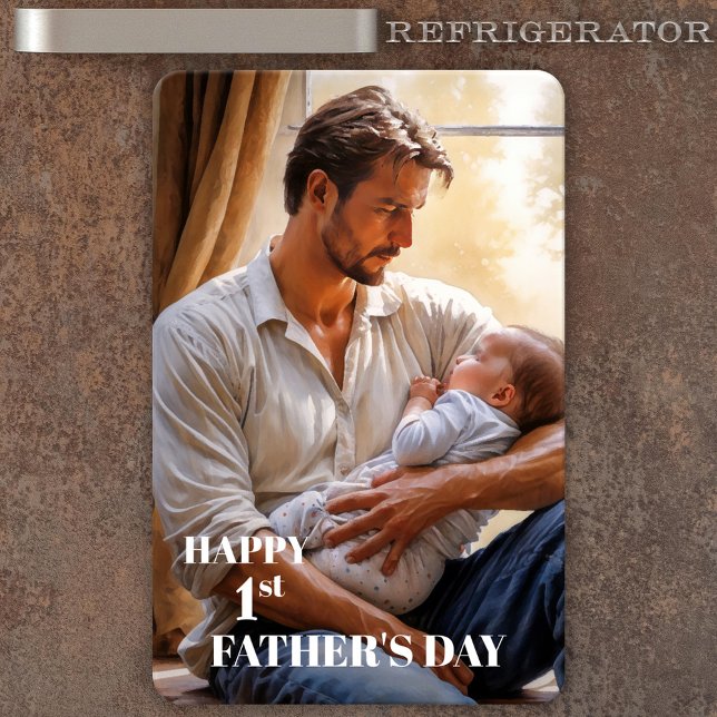 Foto Flexi Magnet zum ersten Mal (Flexible magnet featuring your custom photo. You can customize the "Happy 1st Father's Day" texts)