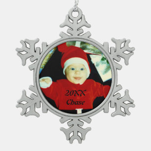 Foto-Flocke Schneeflocken Zinn-Ornament