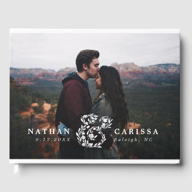 Foto Floral Ampersand Wedding Gästebuch (Vorderseite)
