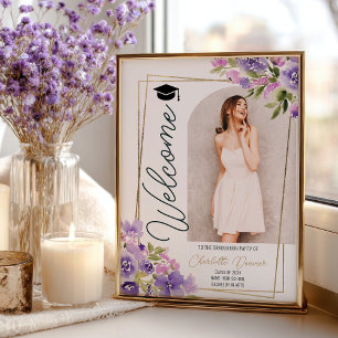 Foto Floral Boho lila gold Schriftzug Abschluss Poster