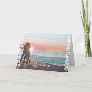 Foto Floral Damask trim zweifach Hochzeit Einladung