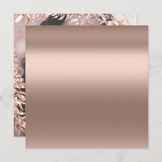 Foto Floral Frame Rose Gold Royal Einladung (Vorne/Hinten)