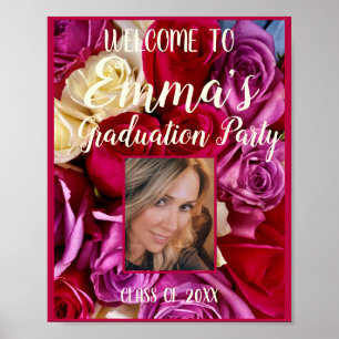 Foto Floral Graduation Party Bright Typografy P Poster