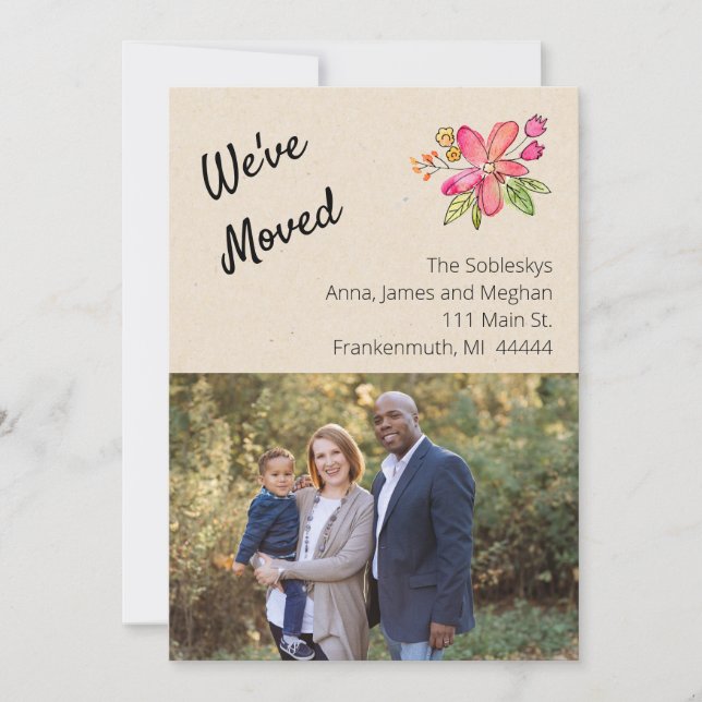 Foto floral haben wir uns bewegt einladung (Vorderseite)