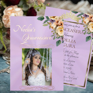 Foto & Floral - Lavendel Quinceanera  Folieneinladung
