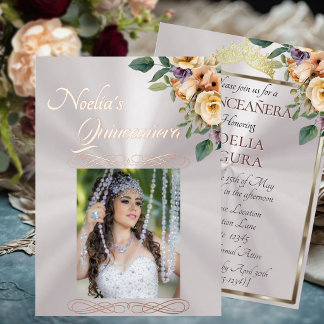 Foto & Floral - Pearl Quinceanera  Folieneinladung