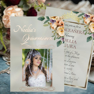 Foto & Floral - Sage Quinceanera  Folieneinladung