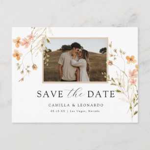 Foto Floral Save the Date Postkarte
