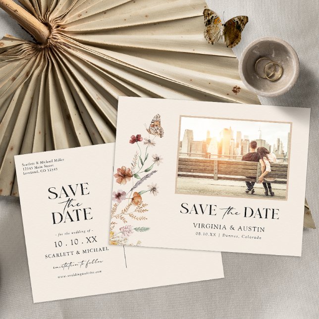 Foto Floral Save the Date Postkarte (Photo Floral Save The Date Postcard
)
