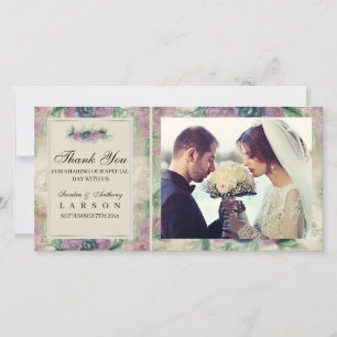 Foto Floral Watercolor Rose Hochzeit Vielen Dank Dankeskarte