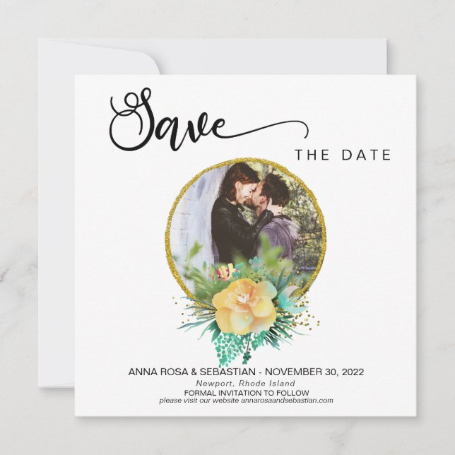 *~* FOTO Floral Wreath Boho Wedding Save the Date (Vorderseite)