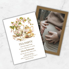 Foto Florale Teeparty-Zeit für Tee-Baby Shower Einladung