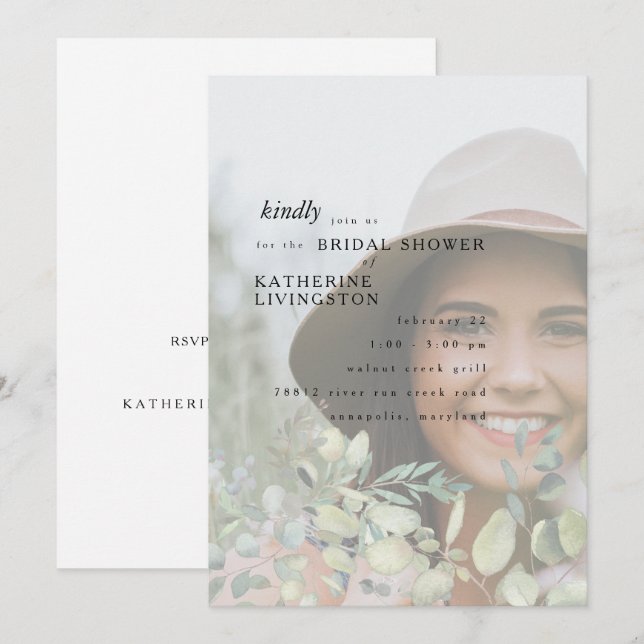 Foto Foliage Brautparty Einladung (Vorne/Hinten)