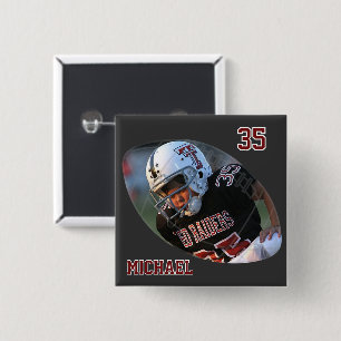 Foto Football - Dunkelrot - Personalisiert Button