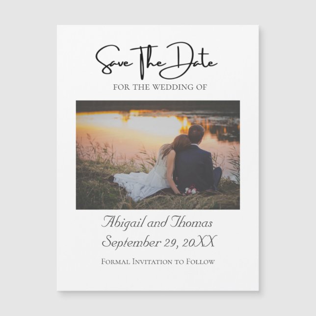 Foto Formal Elegante Moderne Moderne Save the Date Magnetkarte (Vorderseite)